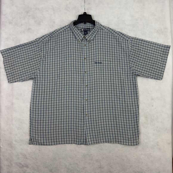 Big Dogs Men’s 4X Plaid Shirt Blue Cotton Button Front Short Sleeve Casual - Picture 6 of 9